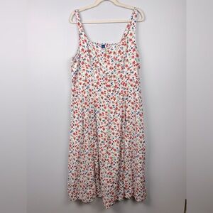 Old navy XL linen blend floral pattern sleeveless smock summer maxi dress